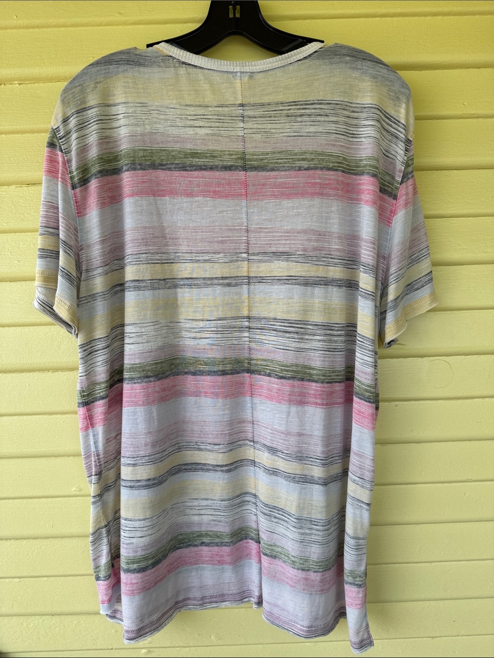 We The Free Short Sleeve Striped Tee in Pink, Yellow, Green, Gray, White - Picture 2 of 2